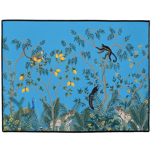 Chinoiserie Jungle Indoor/Outdoor Floor Mat Blue