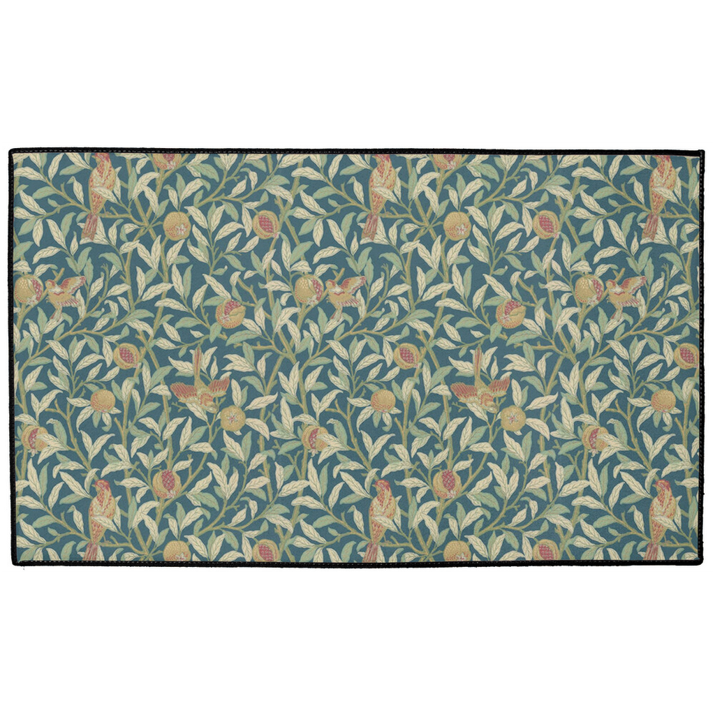 Bird & Pomegranate Indoor/Outdoor Floor Mat William Morris Blue Green