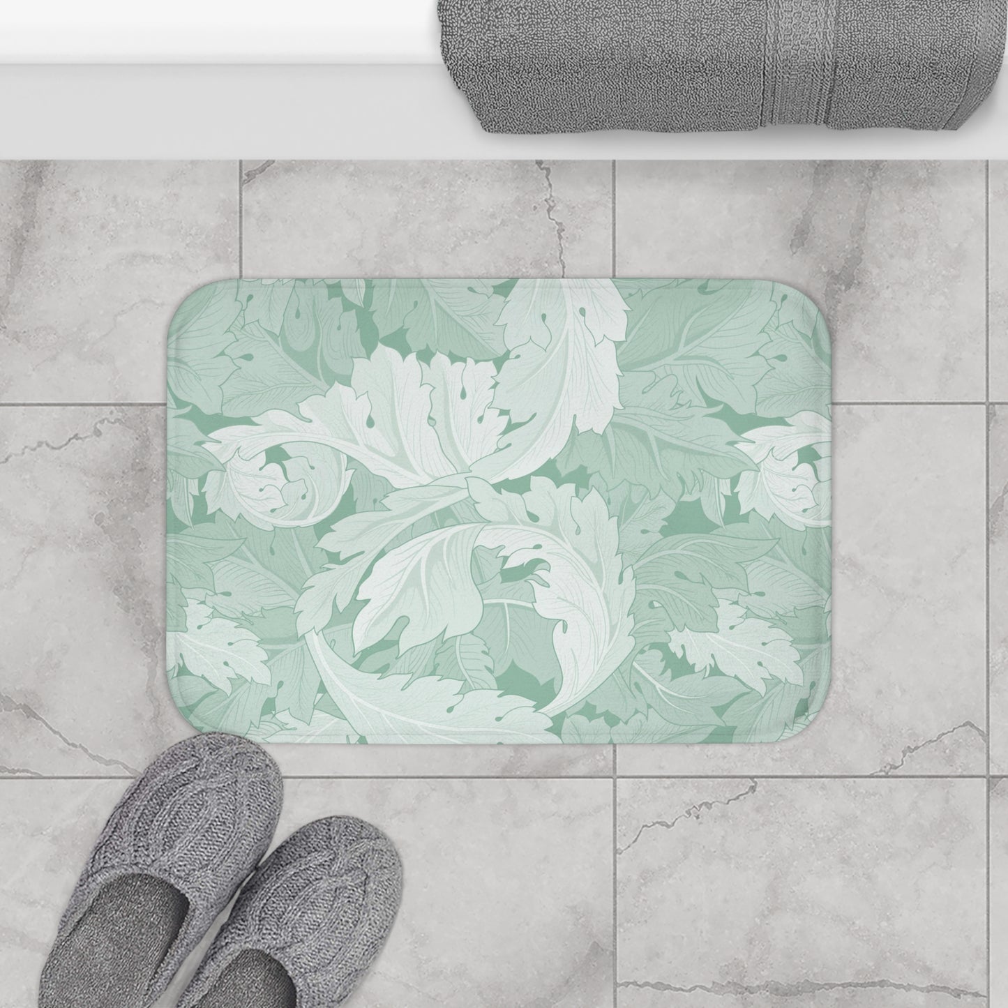 William Morris Bath Mat Aqua Acanthus