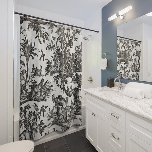 Toile de Jouy Black & White Shower Curtain