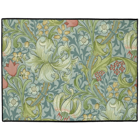 Golden Lily Indoor/Outdoor Floor Mat William Morris Mineral Blue