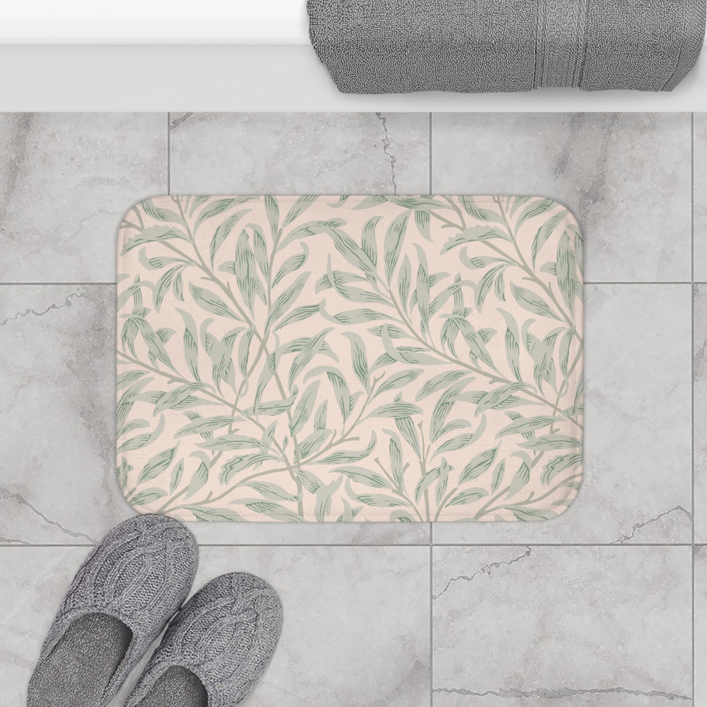 William Morris Bath Mat Willow Bough Peach Sage