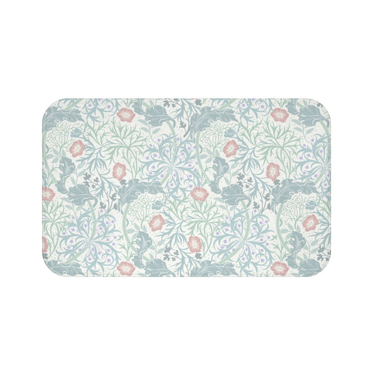 William Morris Bath Mat Seaweed Light Duckegg Blue Mint Peach