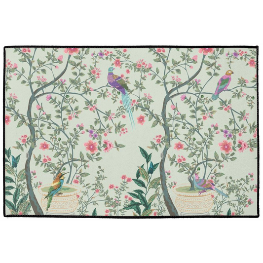 Chinoiserie Indoor/Outdoor Floor Mat Sage Green Floral