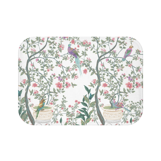 Chinoiserie Bath Mat White Fresco