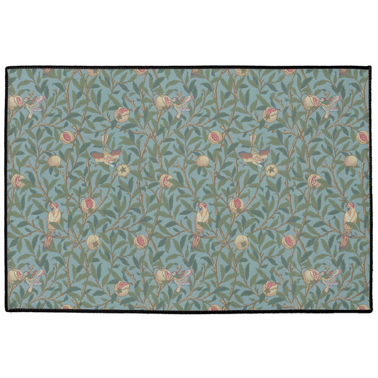 Bird & Pomegranate Indoor/Outdoor Floor Mat William Morris Blue Green