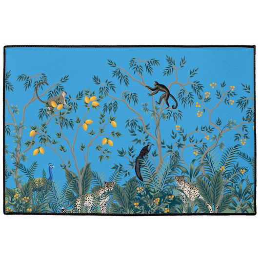Chinoiserie Jungle Indoor/Outdoor Floor Mat Blue
