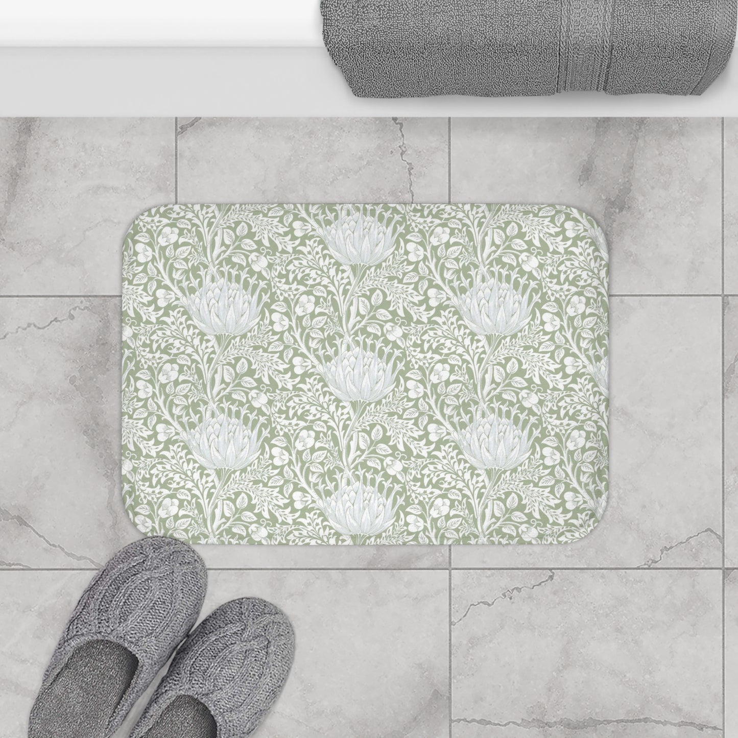 William Morris Bath Mat Artichoke Sage Green