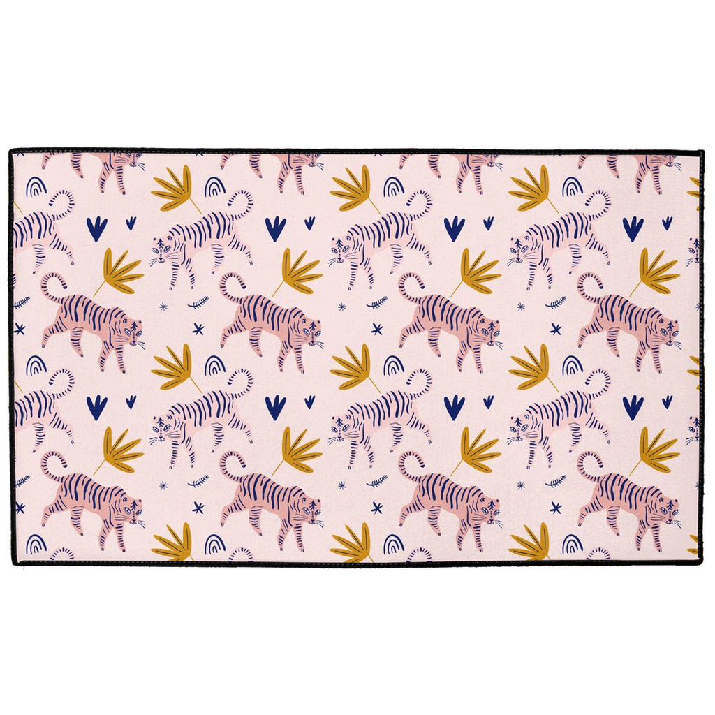 Crazy Tigers Indoor/Outdoor Floor Mat Pink