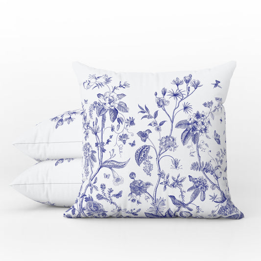 Chinoiserie Fresco Outdoor Pillows Blue & White Floral