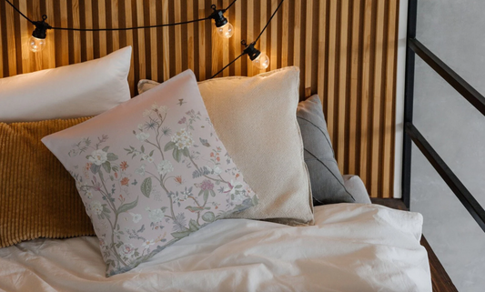 Chinoiserie Fresco Outdoor Pillows Light Blush Pink Floral