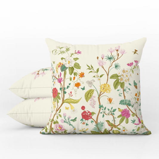 Chinoiserie Fresco Outdoor Pillows Cream Multi Floral