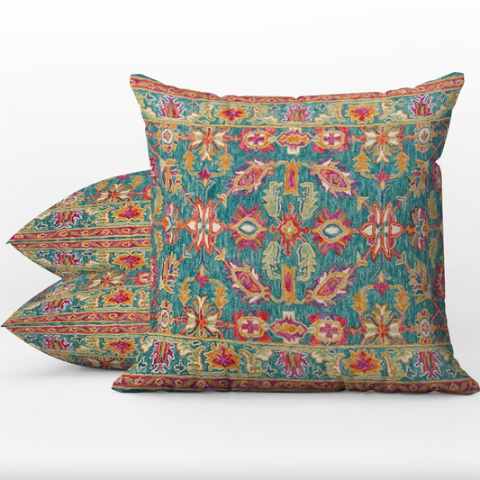 Sardis Outdoor Pillows Turquoise Pink Orange