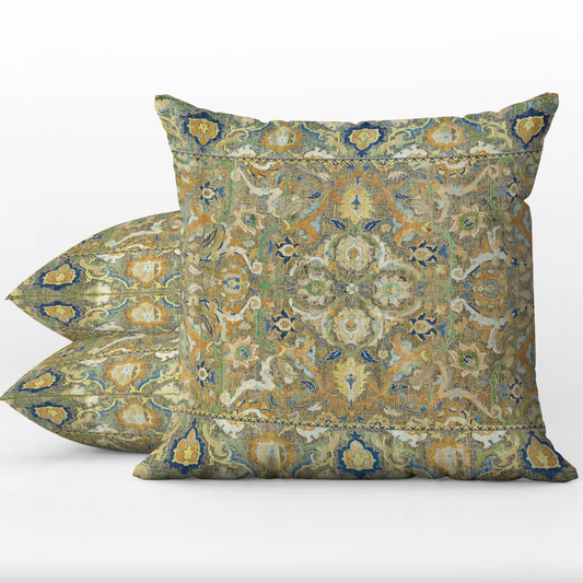 Polonaise Outdoor Pillows Sage Green Gold