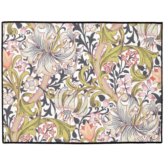 Golden Lily Indoor/Outdoor Floor Mat William Morris Pink Green