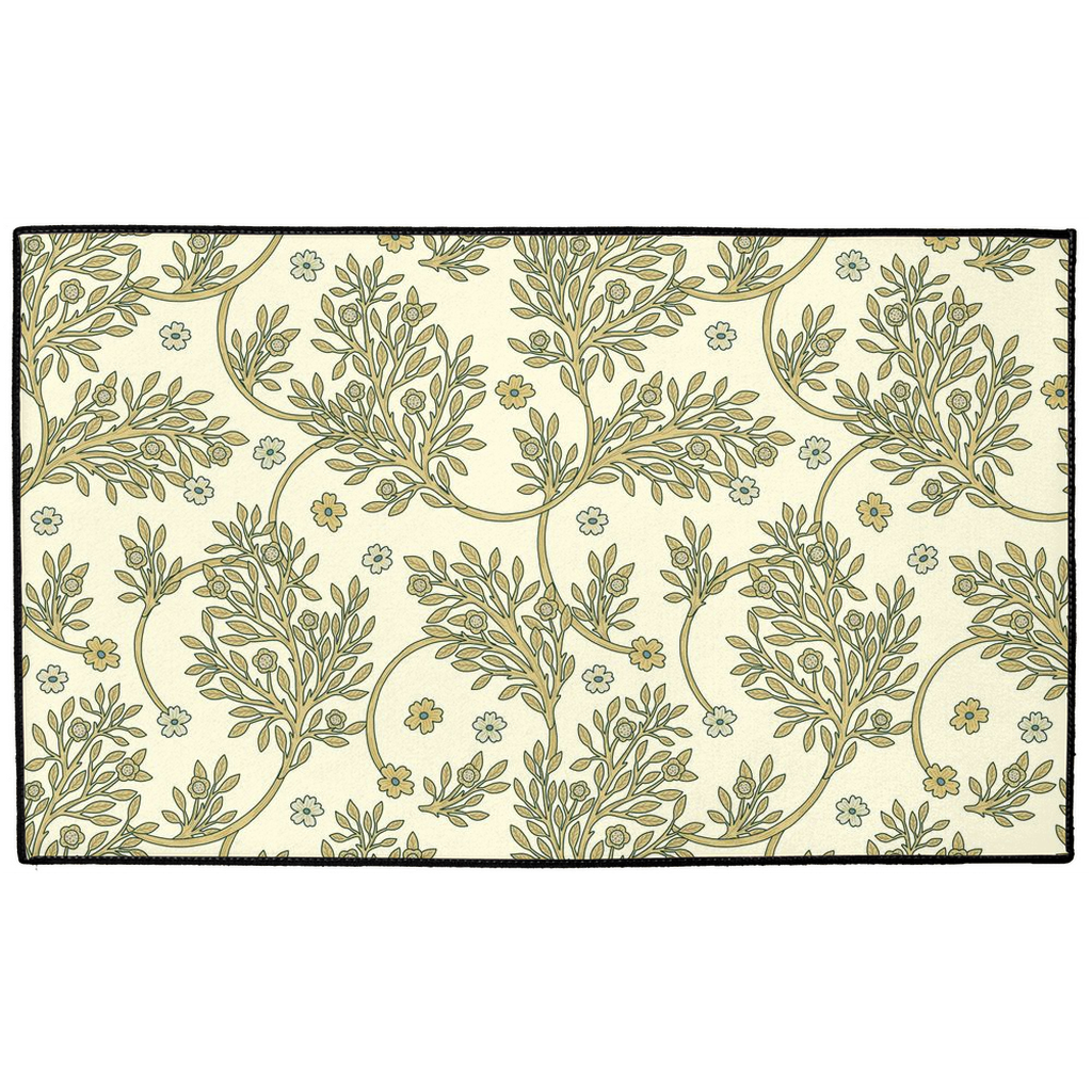 Golden Leaf Indoor/Outdoor Floor Mat William Morris Cream Gold