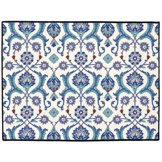 Antalya Ottoman Indoor/Outdoor Floor Mat Blue Cream Arabesque