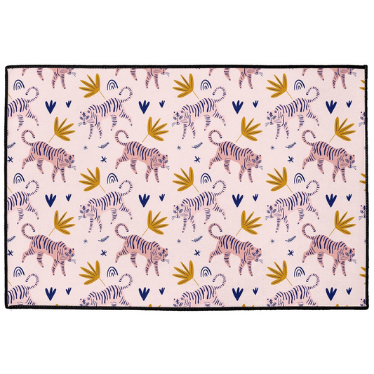 Crazy Tigers Indoor/Outdoor Floor Mat Pink
