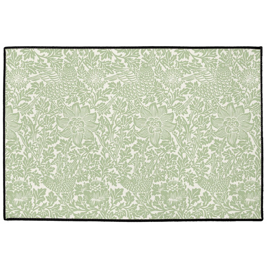 Bird & Anemone Indoor/Outdoor Floor Mat William Morris Sage Green