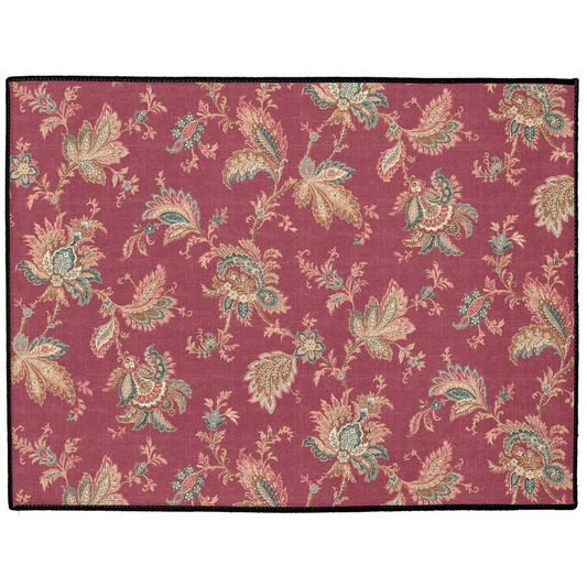 Karnataka Chintz Indoor/Outdoor Floor Mat Dark Rose Pink Floral