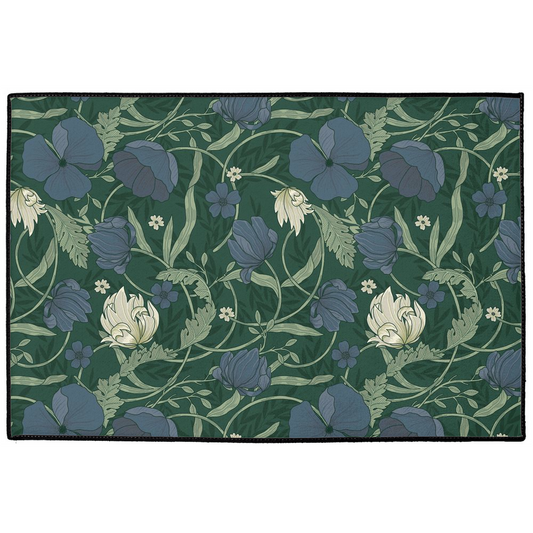 Poppy Indoor/Outdoor Floor Mat William Morris Dark Green Blue