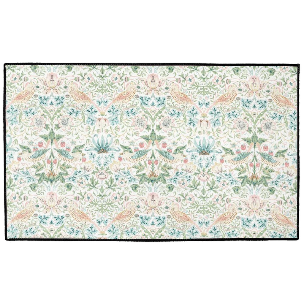 Strawberry Thief Indoor/Outdoor Floor Mat William Morris Cochineal Pink