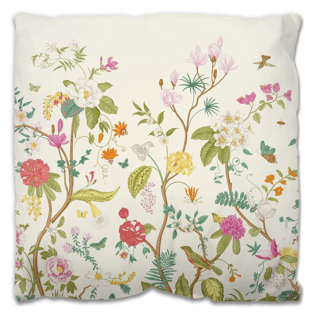 Chinoiserie Floral Outdoor Pillows Cream Multi