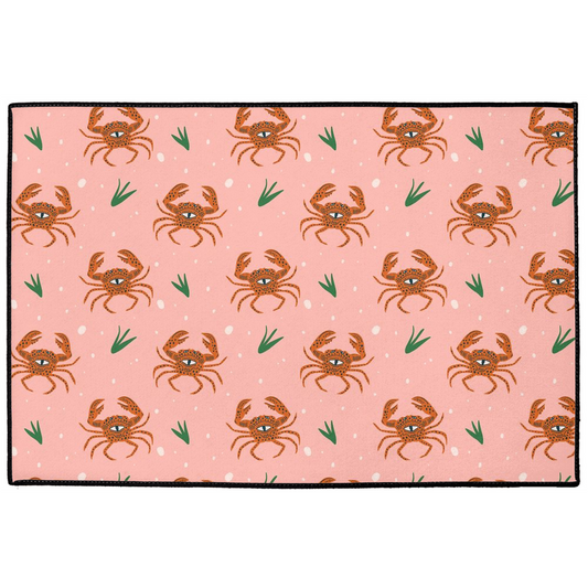 Crazy Crabs Indoor/Outdoor Floor Mat Coral Pink