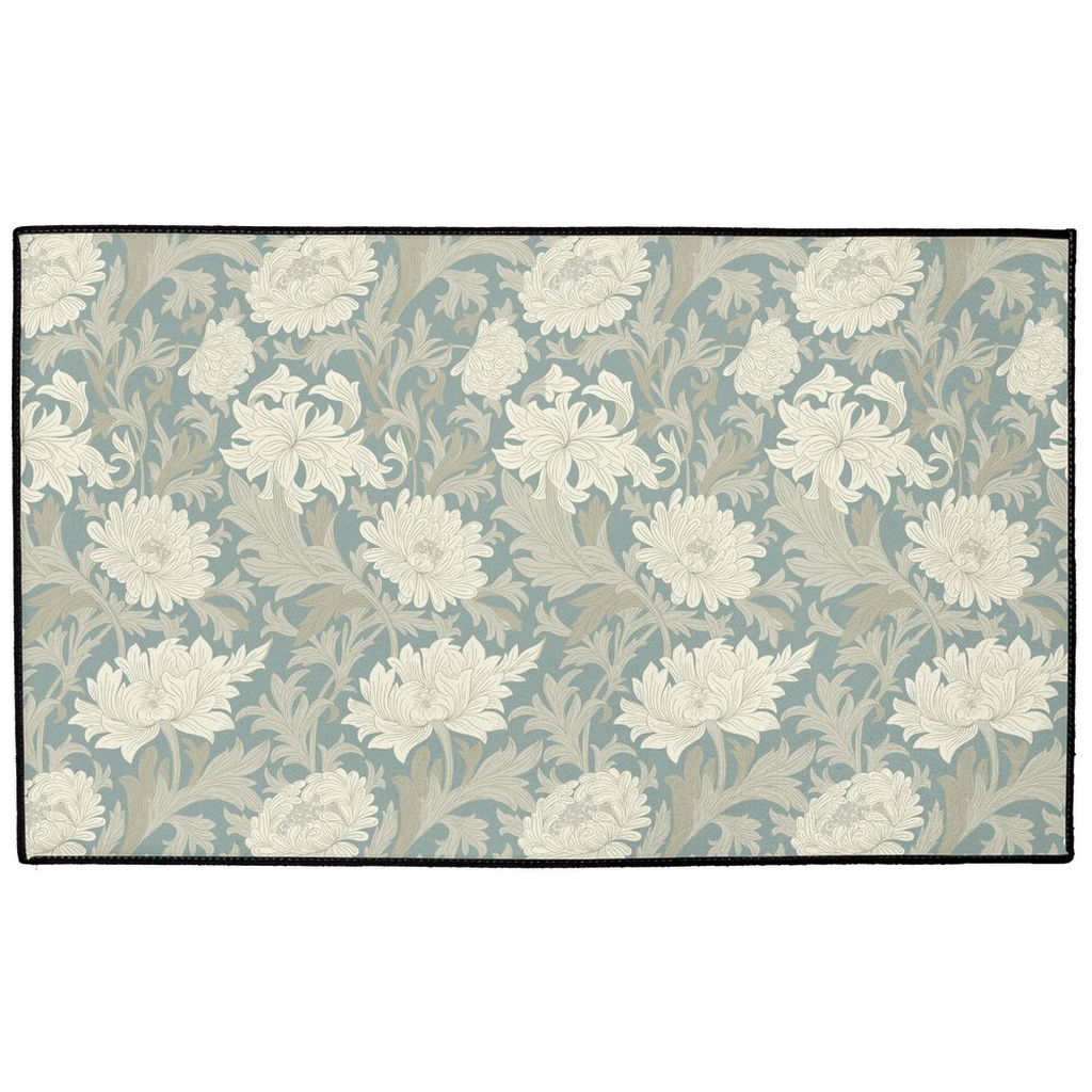 Chrysanthemum Indoor/Outdoor Floor Mat William Morris Misty Grey