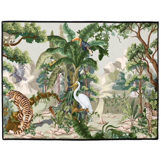 Jungle Indoor/Outdoor Floor Mat Tropical Tiger Toucan