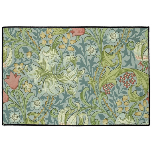 Golden Lily Indoor/Outdoor Floor Mat William Morris Mineral Blue