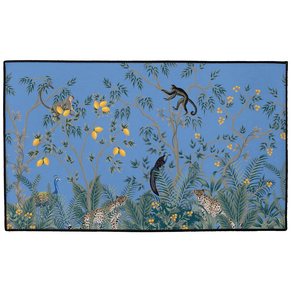 Chinoiserie Jungle Indoor/Outdoor Floor Mat Blue Green