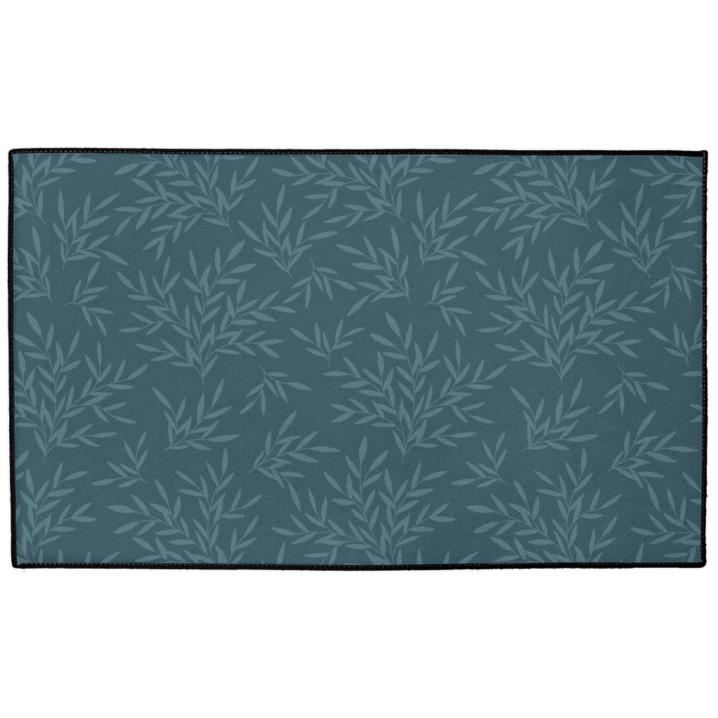 Leaf Indoor/Outdoor Floor Mat William Morris Navy Blue