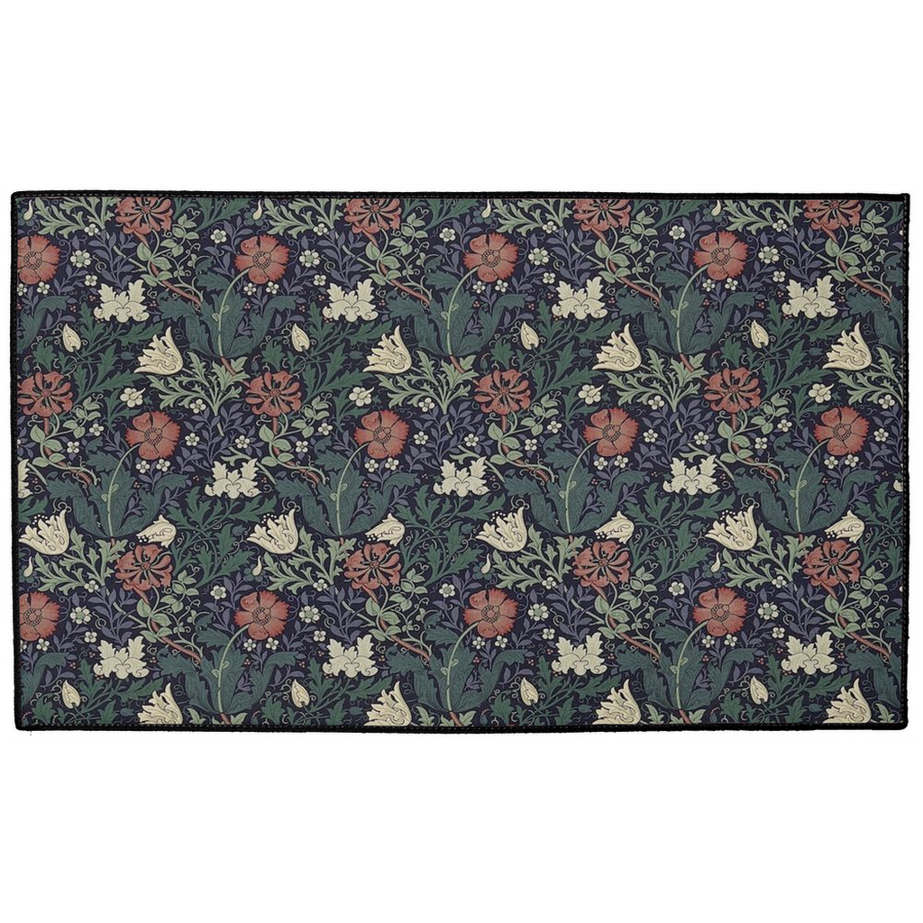 Compton Indoor/Outdoor Floor Mat William Morris Indigo Green