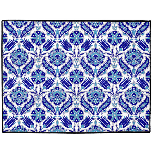 Azra Ottoman Indoor/Outdoor Floor Mat Blue White Arabesque
