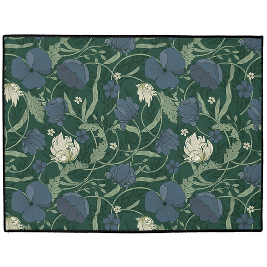 Poppy Indoor/Outdoor Floor Mat William Morris Dark Green Blue