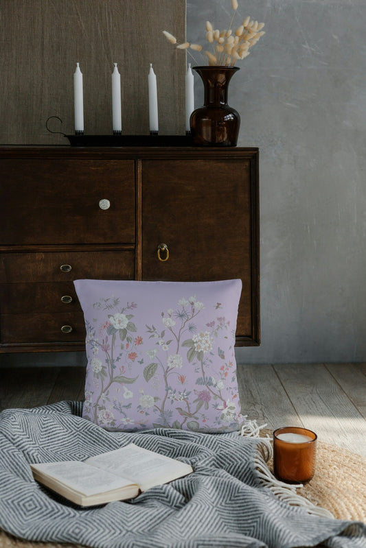 Chinoiserie Floral Outdoor Pillows Lilac Purple
