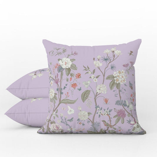 Chinoiserie Floral Outdoor Pillows Lilac Purple
