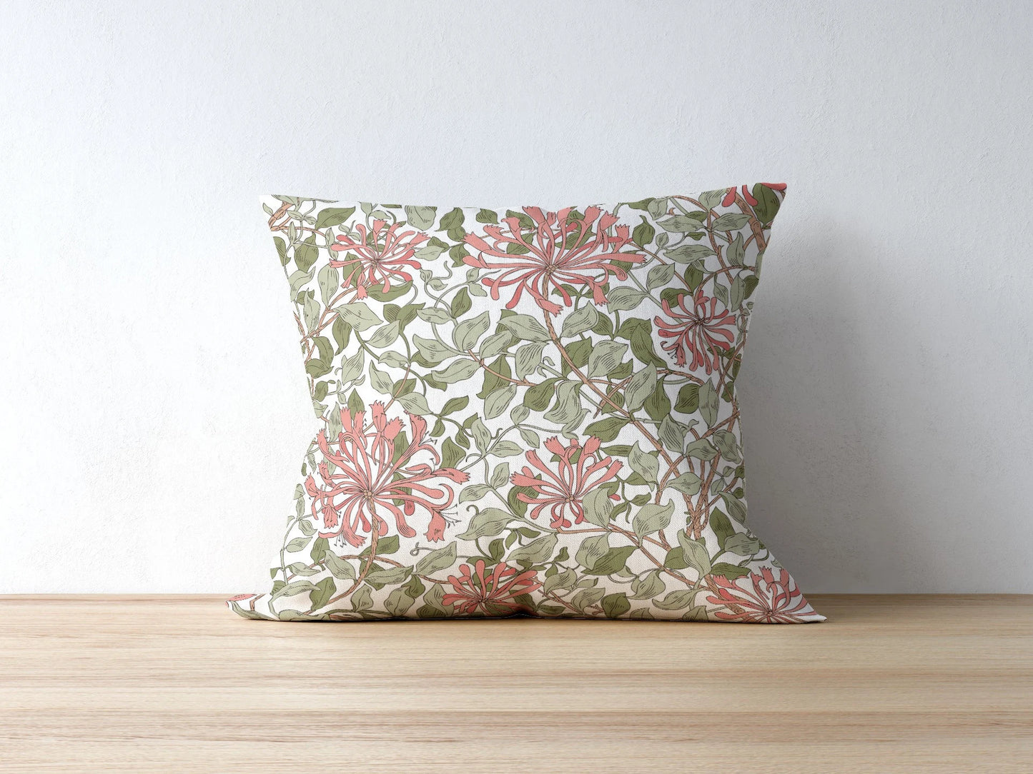 William Morris Outdoor Pillows Honeysuckle Pink Green