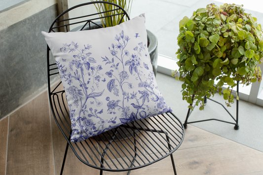 Chinoiserie Fresco Outdoor Pillows Blue & White Floral