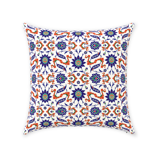 Theodora Ottoman Cotton Pillows Dark Blue & Orange