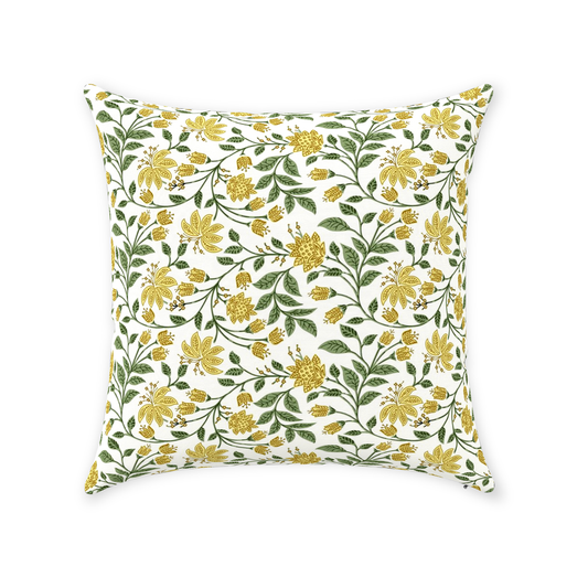Alya Chintz Cotton Pillow Cover Yellow Green Floral