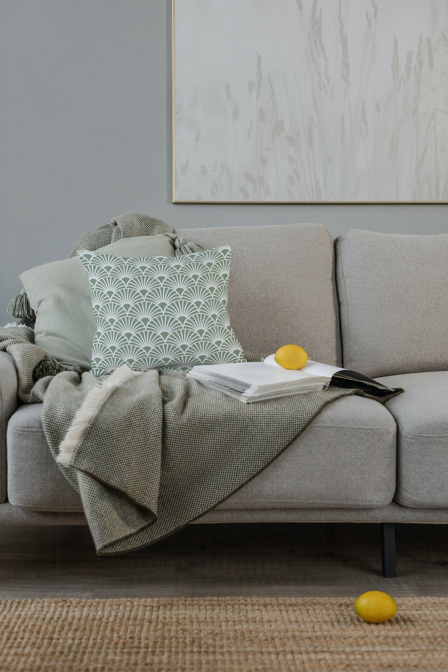 Art Deco Outdoor Pillows Sage Green