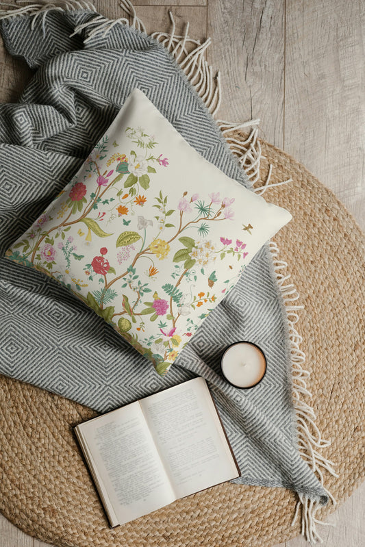 Chinoiserie Floral Outdoor Pillows Cream Multi