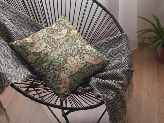 Strawberry Thief Outdoor Pillows William Morris Brown