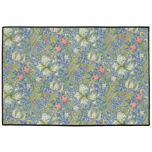 Golden Lily Indoor/ Outdoor Floor Mat William Morris Mineral Blue