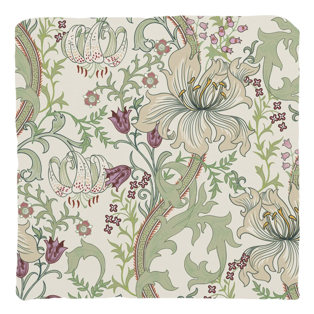 William Morris Cotton Pillows Enchanted Golden Lily Dusty Plum