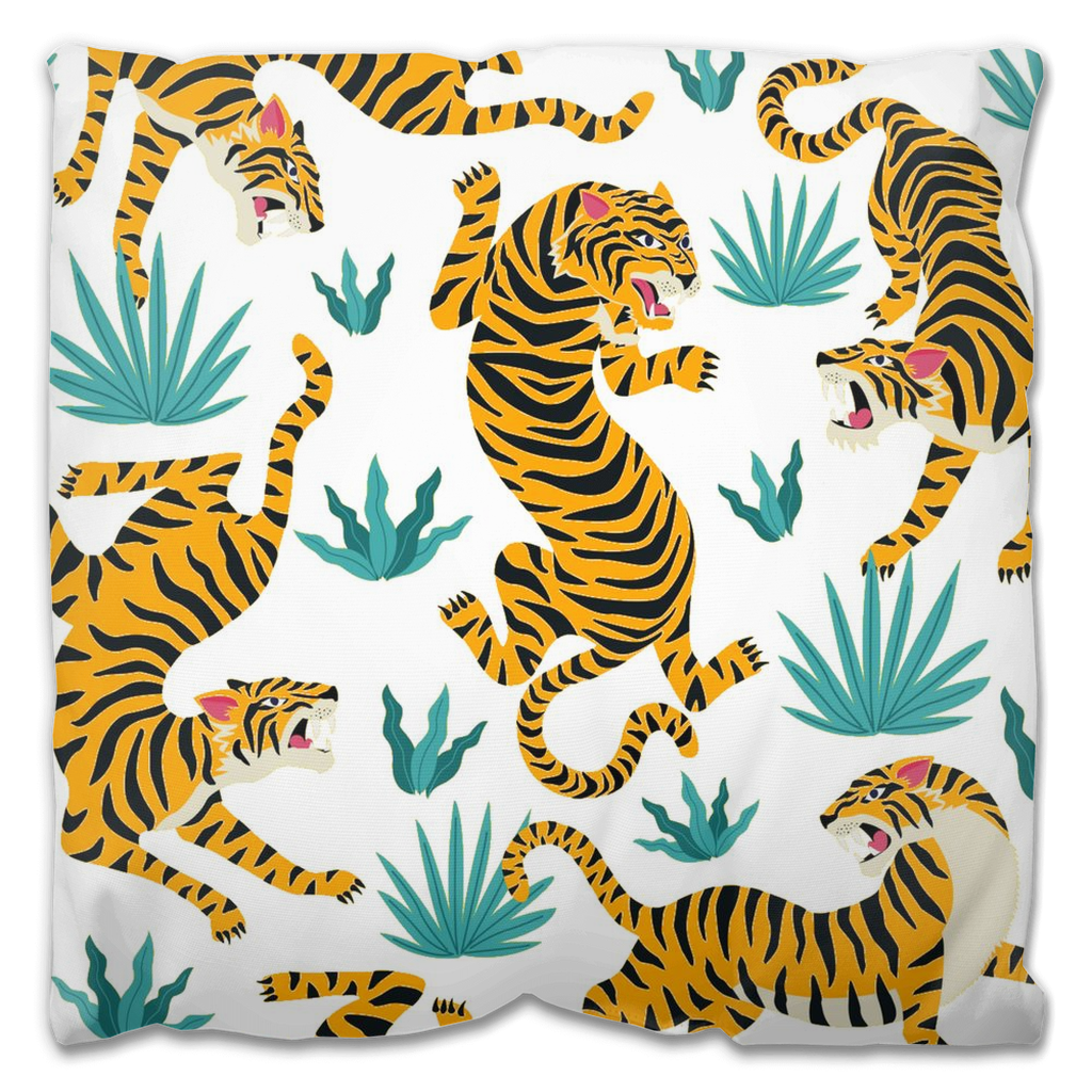 Wild Tiger Outdoor Pillows Green White