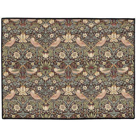 Strawberry Thief Indoor/Outdoor Floor Mat William Morris Dark Brown
