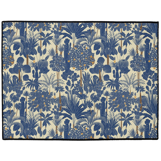 Retro Jungle Indoor/Outdoor Floor Mat Navy Blue & Beige